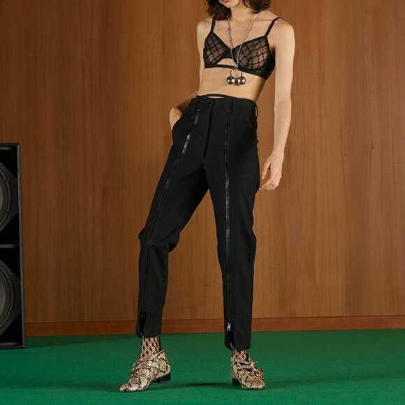 Gucci Black Cotton-Twill Zip-Detail Pants - Picture 1 of 16